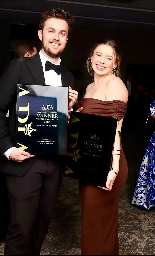 Mitchell and Abbey with their ABIA 2025 award